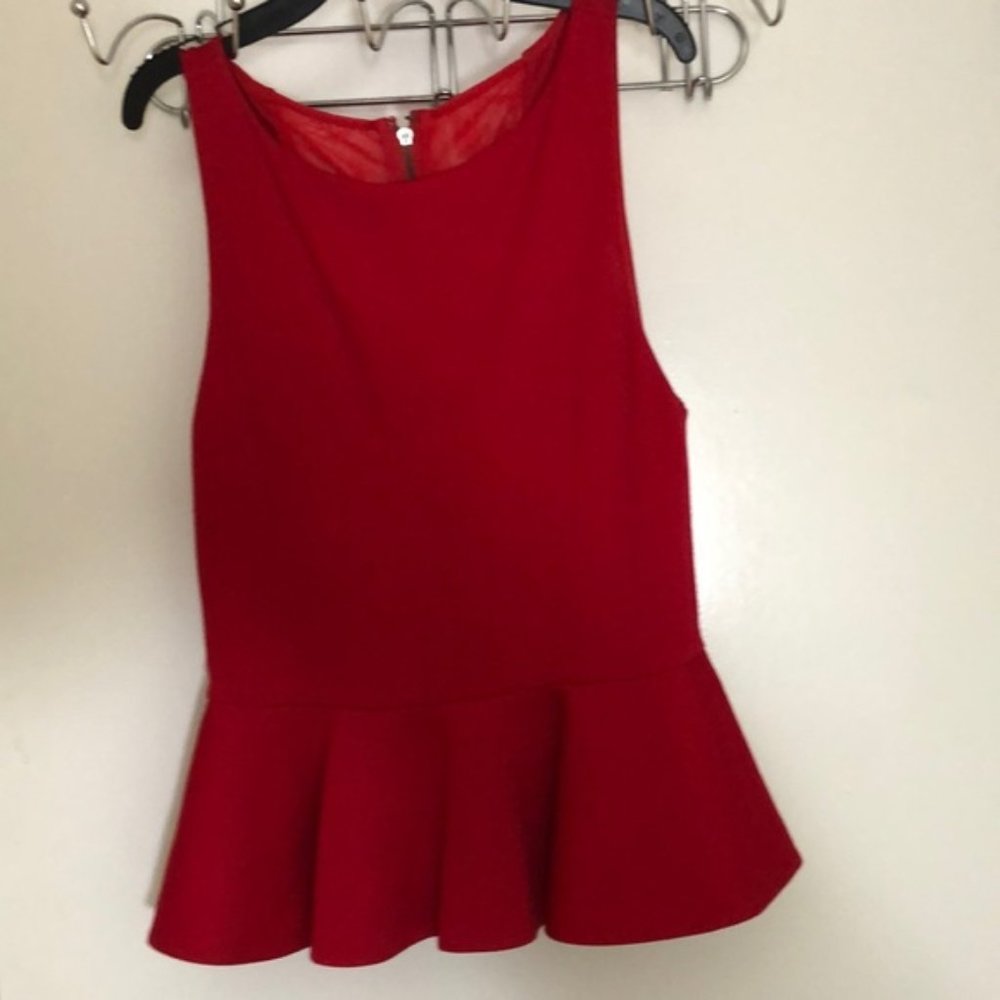 Alice & Olivia Red Peplum Top